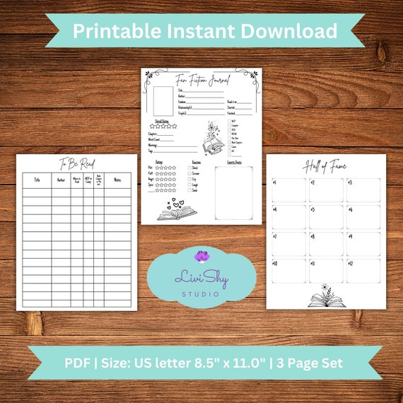 Fan Fiction Reading Journal, Printable Reading Log