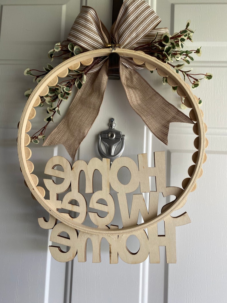 Wood Bead Wreath Boho Wreath Modern Wreath Etsy