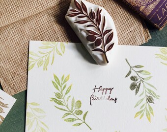 Olive hand carved rubber stamp.leaf stamp,Leaf rubber stamp.garden stamp.wedding stamp,Unmounted