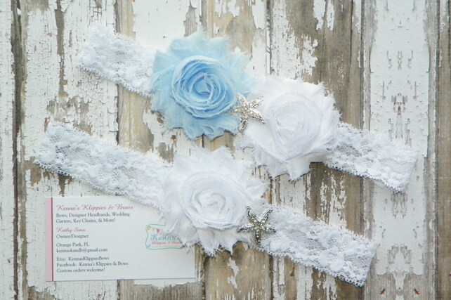 Beach Wedding Garters Blue Wedding Garters Starfish Wedding Garter