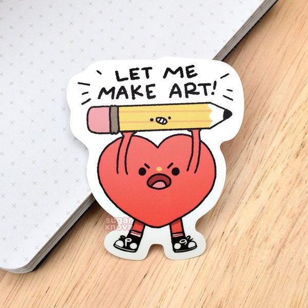 Let Me Make Art Heart Sticker // Artist, Illustrator, Funny, Gift, Pencil, Maker, Graphic Designer, Art Block, Creative, Motivation