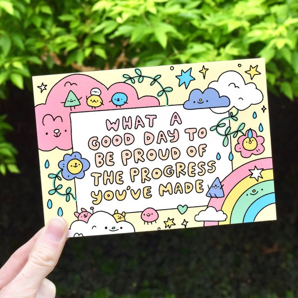 Good Day to Be Proud of the Progress You've Made /Cute Art Print / Kawaii Art Print/ Cute Wall Decor/ Mini Art Print /Motivational Art Print