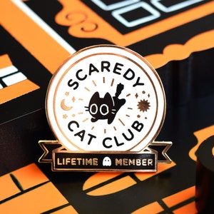 Scaredy Cat Club Members Only Original Enamel Pin