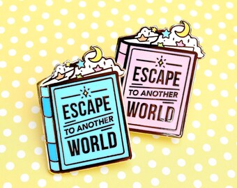 Escape to Another World Book Enamel Pin // Book Lover Gift, Reader, Read, Librarian, Library, Pin, Cute Pin, Lanyard Pin