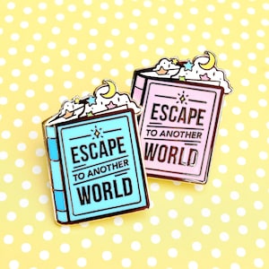 Escape to Another World Book Enamel Pin // Book Lover Gift, Reader, Read, Librarian, Library, Pin, Cute Pin, Lanyard Pin