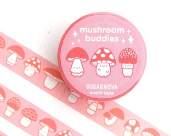 Happy Mushrooms Washi Tape // 15mm x 10m // for scrapbooking, journaling, planners, wrapping