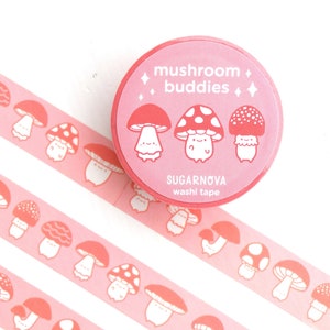 Happy Mushrooms Washi Tape // 15mm x 10m // for scrapbooking, journaling, planners, wrapping