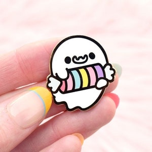 Rainbow Candy Colorful Halloween Ghost Enamel Pin