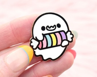 Rainbow Candy Colorful Halloween Ghost Enamel Pin