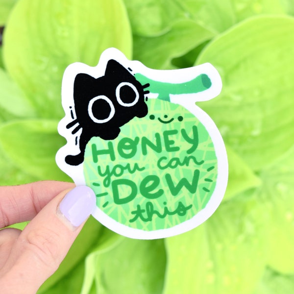 HoneyDEW This - Scaredy Cat Sticker // Black Cat, Planner, Kawaii Sticker, Journal Sticker, Cat, Planner, Pun, Punny, Melon, Motivational