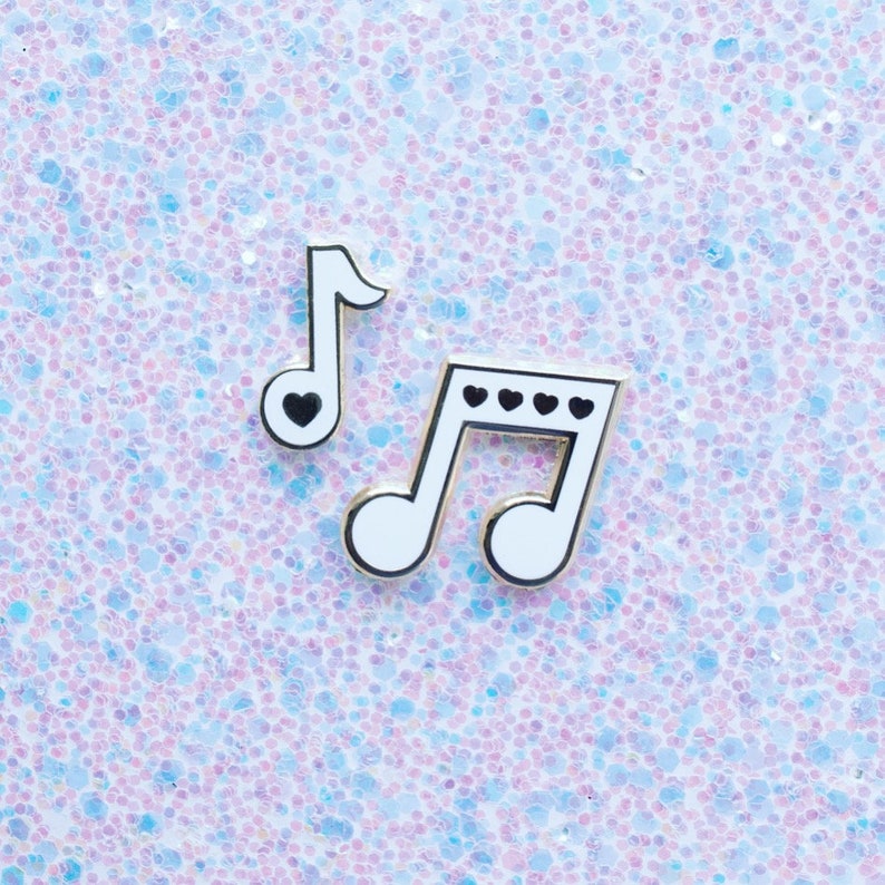 Music Note Hard Enamel Pin // Love, Band, Choir, Teacher, Gift, Orchestra, Heart, Valentine, Mini, Set, Musical, Theater image 3