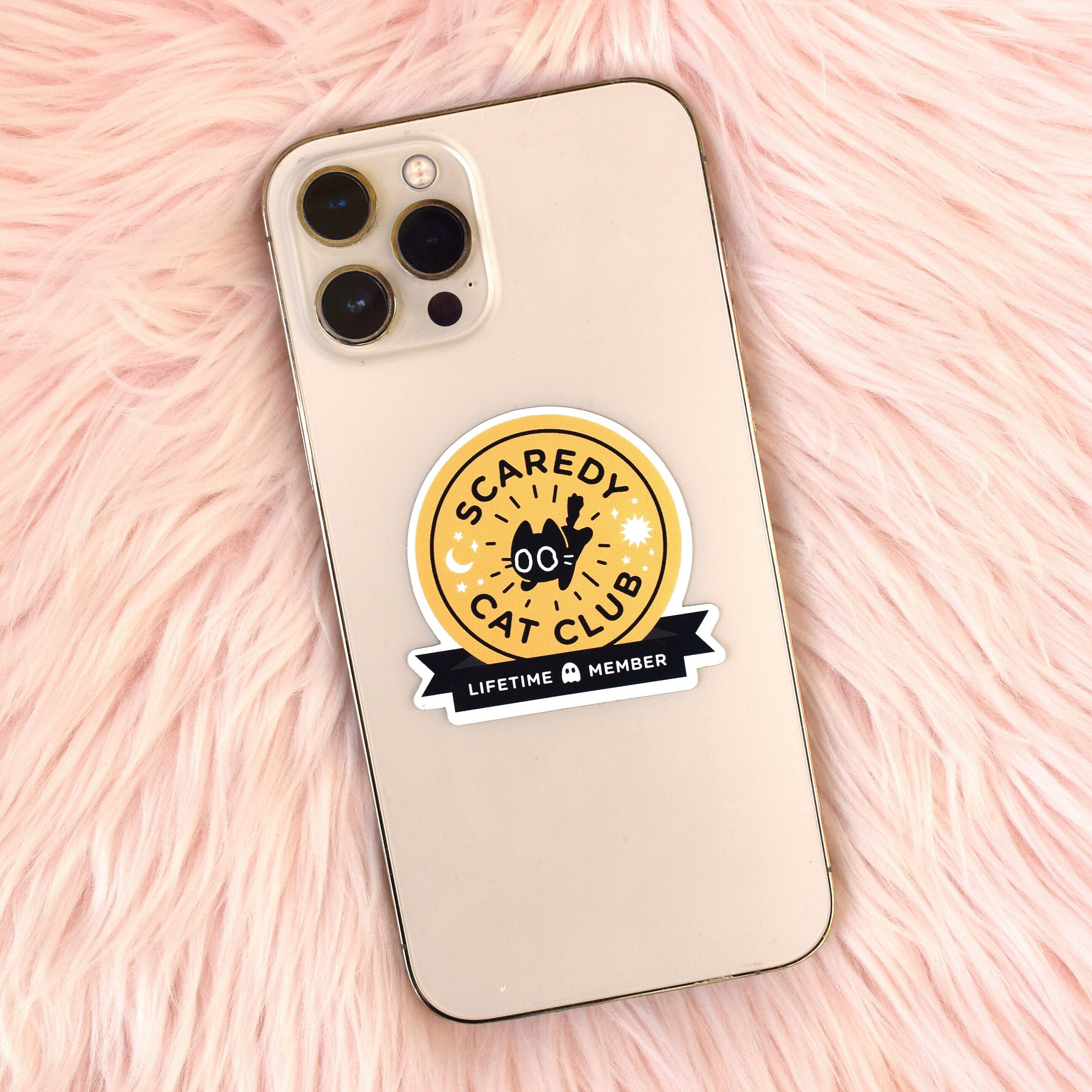 Scaredy Cat Club Members Only Sticker//Halloween, Black Cat, Spoopy, Cat Sticker, Kawaii Sticker, Stationary, Water bottle, vinyl