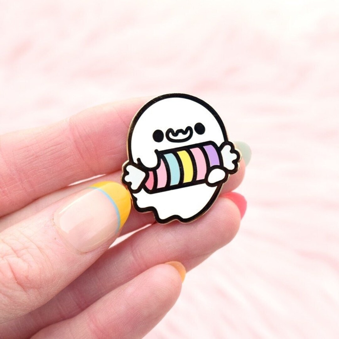 Rainbow Candy Colorful Halloween Ghost Enamel Pin - Etsy