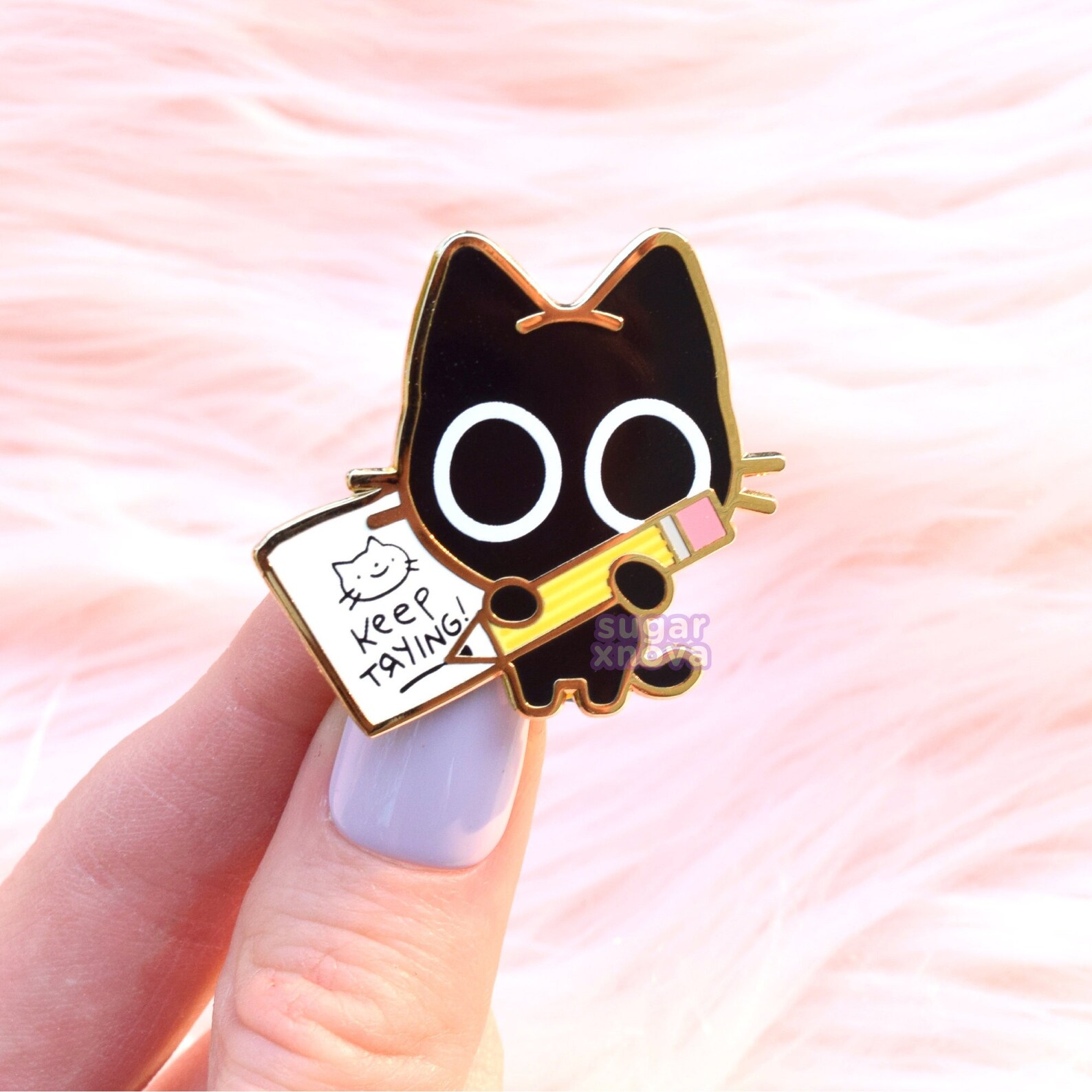 Keep Trying Enamel Pin // Maker Artist Gift Motivation Etsy