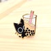 Boba Cat Enamel Pin // Black Cat, Kawaii Pin, Cute Pin, Bubble Tea, Boba Pin, Pins, Sweets 