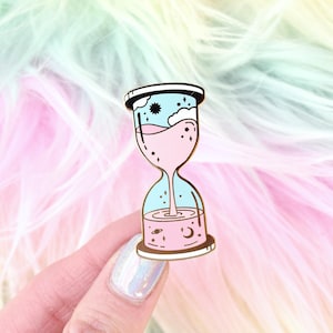 Take Your Time Starry Hourglass Enamel Pin