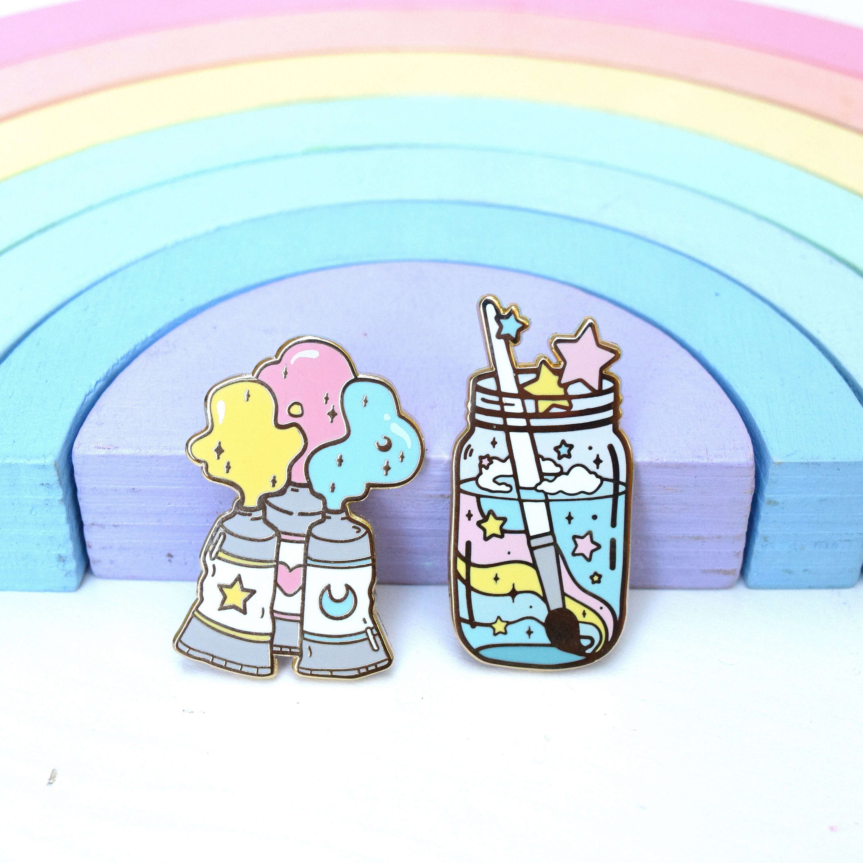 Paint Tubes Hard Enamel Pin // Rainbow Watercolor Painter - Etsy