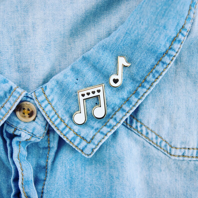 Music Note Hard Enamel Pin // Love, Band, Choir, Teacher, Gift, Orchestra, Heart, Valentine, Mini, Set, Musical, Theater image 1