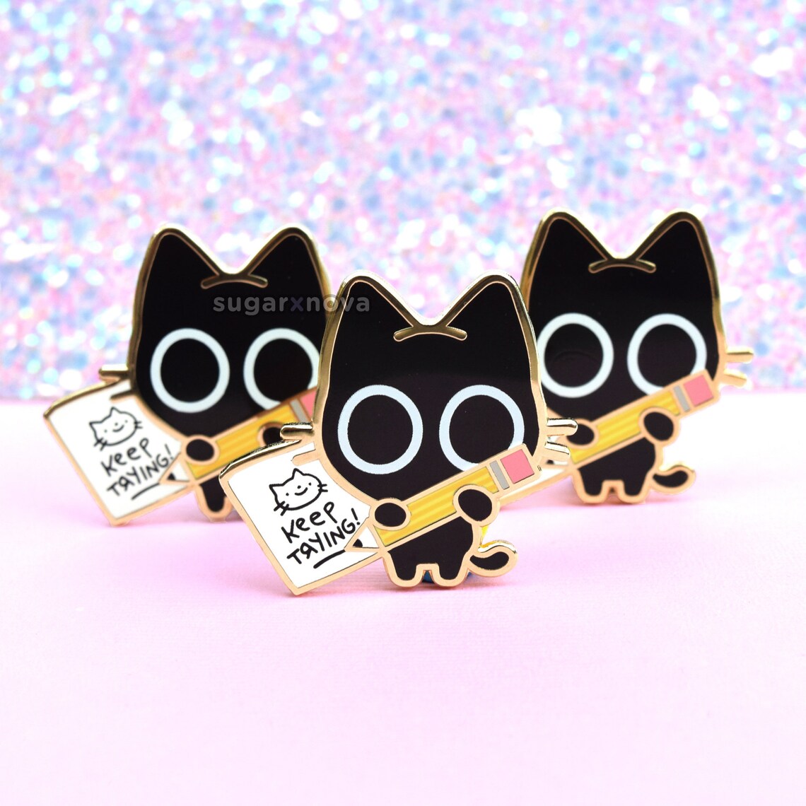 Keep Trying Enamel Pin // Maker Artist Gift Motivation Etsy