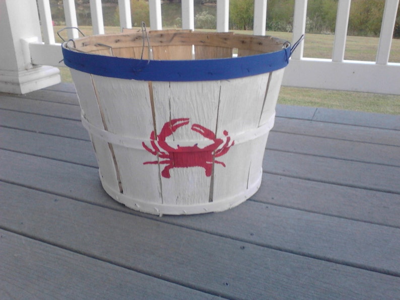 Eastern Shore Hand Painted Crab Bushel Basket with Crab Etsy
