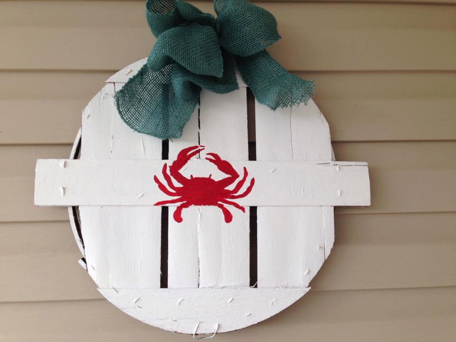Eastern Shore Hand Painted Crab Bushel Basket Wreath With Crab Etsy