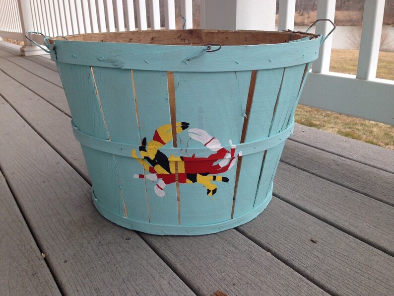 Eastern Shore Hand Painted Crab Bushel Basket with