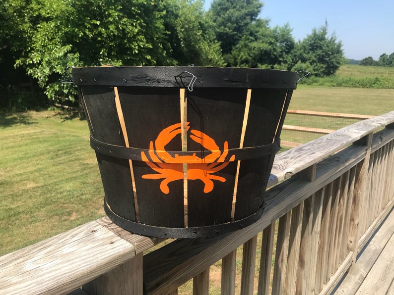 Eastern Shore Hand Painted Crab Bushel Basket with Orange Crab Etsy