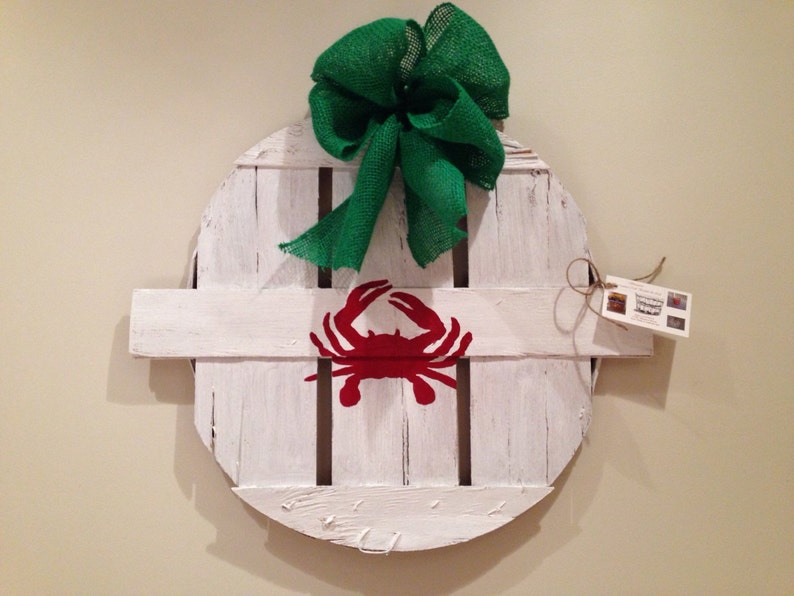 Eastern Shore Hand Painted Crab Bushel Basket Wreath with Crab Etsy