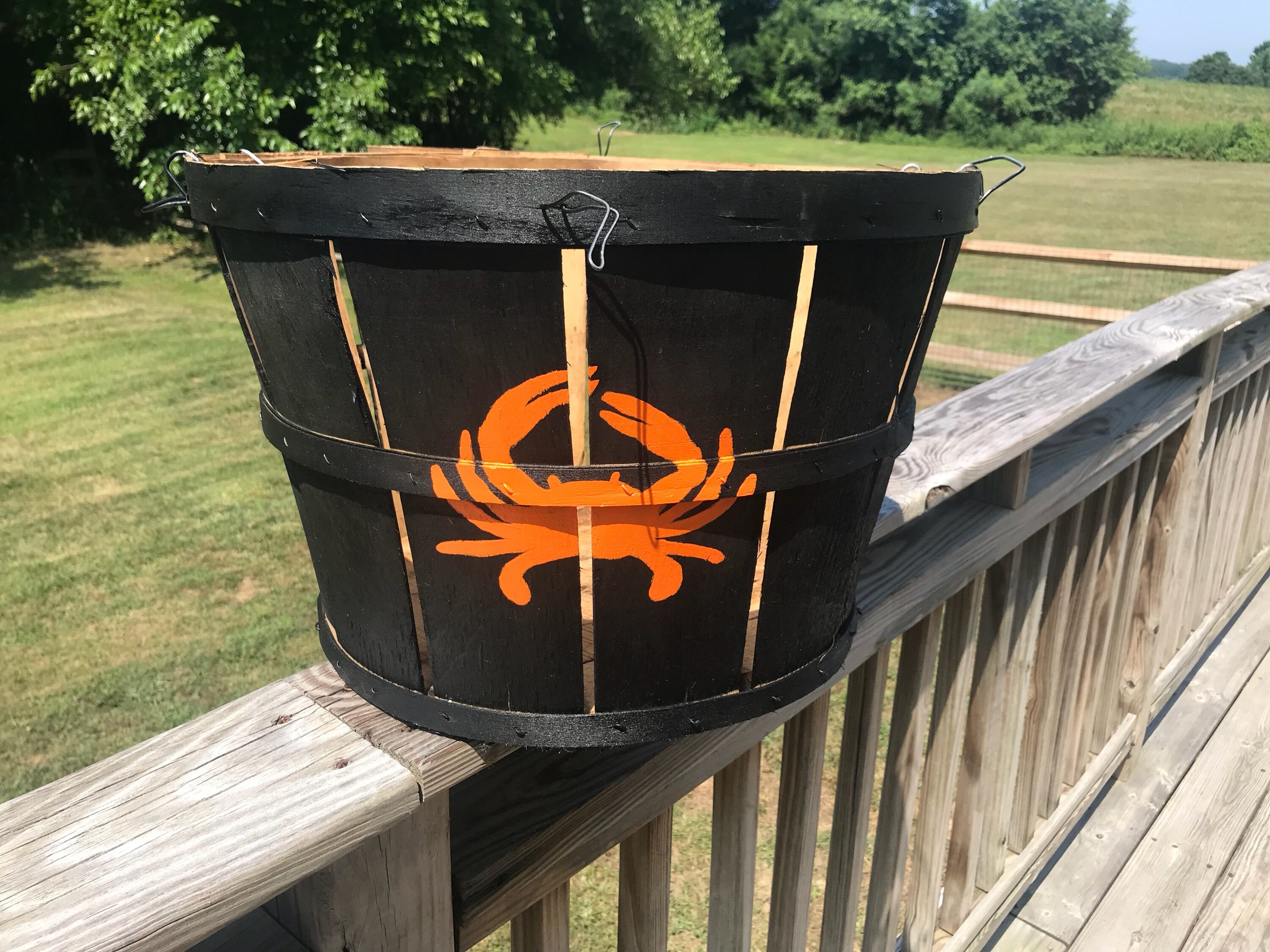 Eastern Shore Hand Painted Crab Bushel Basket with Orange Crab | Etsy