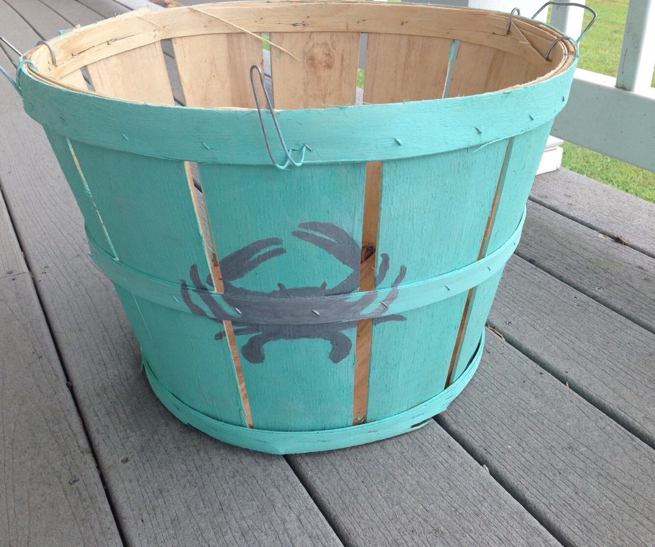 Eastern Shore Hand Painted Silver Crab Bushel Basket With Crab Etsy