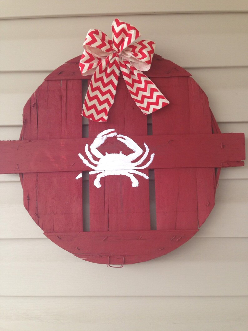 Custom Eastern Shore Hand Painted Crab Bushel Basket Wreath Etsy