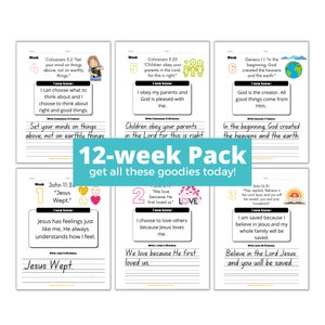 Paquete de memoria de las Escrituras de 12 semanas para niños