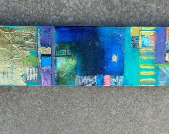 Abstraktes Mixed-Media Bild, Schule, Erde 20cmx32cm