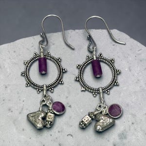 Raw Beauty - Natural Rubies and Artisan Silver Post Earrings