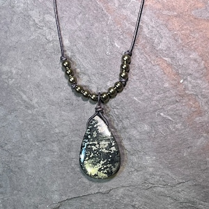 Nobody’s Fool - Striking Large Pyrite in Hematite Pendant on Leather Necklace