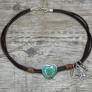 Reach For The Star - Handmade OOAK Genuine Turquoise, Artisan Silver, and Leather Necklace