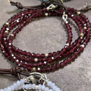 Wee Wrap 4x Wrap Gemstone Bracelet w/Hill Tribe Silver and 14k Gold Beads choose from 6 stones image 4