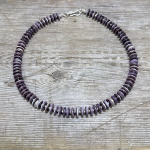 Nauset - AAA Purple Quahog Shell Necklace: Handmade Pure Silver Boho Jewelry