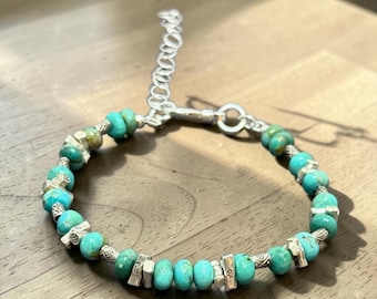 Sticks and Stones - Kingman Turquoise and Pure Silver Stackable Bracelet