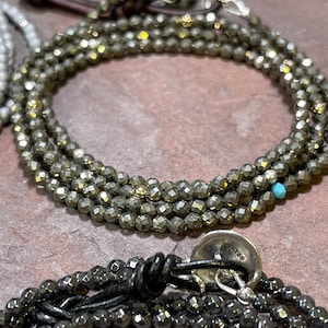 Wee Wrap 4x Wrap Gemstone Bracelet w/Hill Tribe Silver and 14k Gold Beads choose from 6 stones image 8