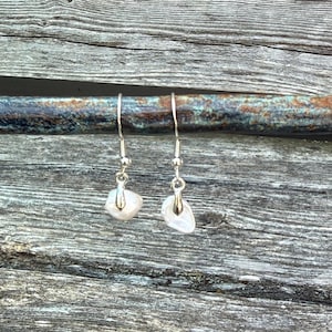 Centered - Creamy White Keshi Pearl Sterling Silver Earrings