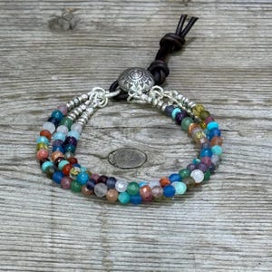 Farmers Market - Mixed Gemstones 3 Strand Adjustable Bracelet