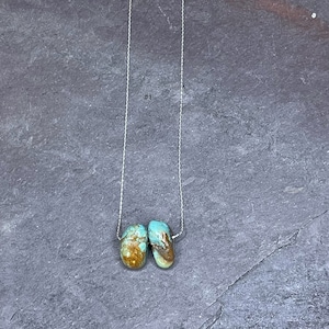Lucky Number 8 - Large, Rare Number 8 Turquoise Nuggets on Sterling Silver Chain Necklace
