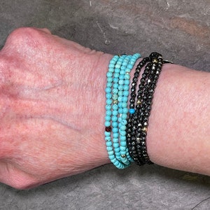 Wee Wrap 4x Wrap Gemstone Bracelet w/Hill Tribe Silver and 14k Gold Beads choose from 6 stones image 10