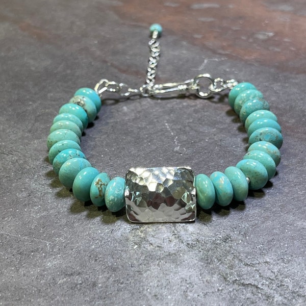 La Plaza - Kingman Turquoise and Hill Tribe Silver Bracelet