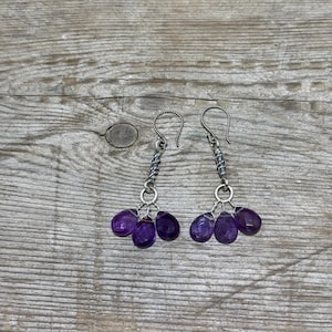 Iris - Deep Purple Amethyst and Handmade Sterling Silver Earrings