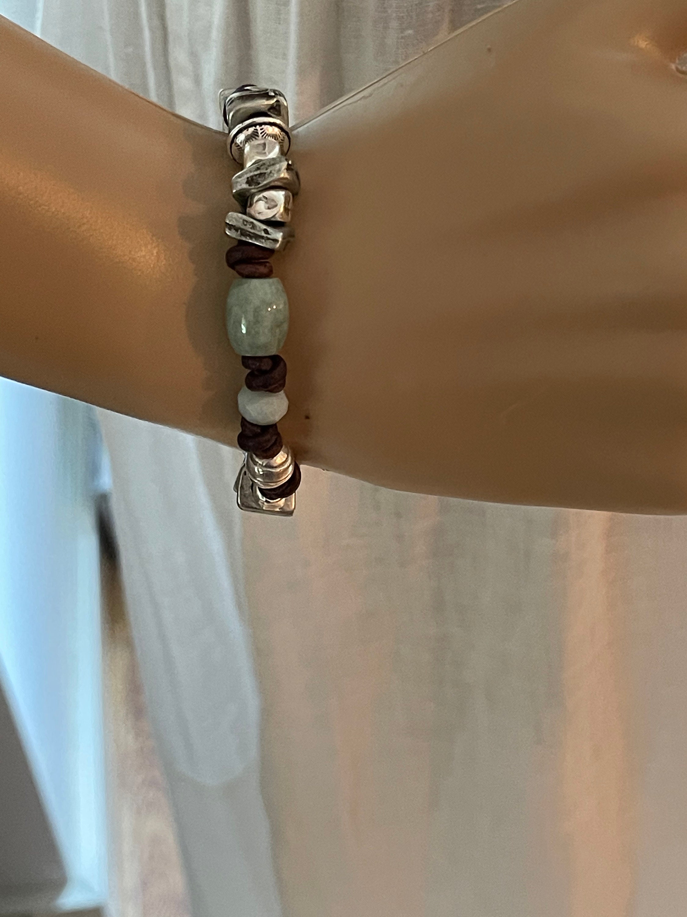 Chunky Monkey - Handmade Pewter, Green Agate, Pearl, and