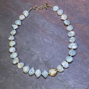 Modern Twist - AAA White and Champagne Keshi Pearls and 14k Gold Necklace