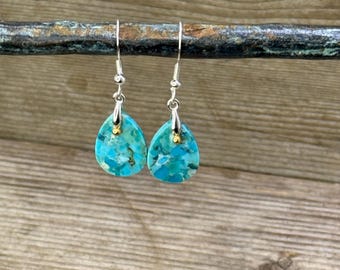 En conjunto - Pendientes de lágrima de turquesa y plata de ley