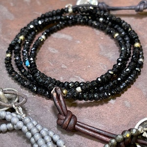 Wee Wrap 4x Wrap Gemstone Bracelet w/Hill Tribe Silver and 14k Gold Beads choose from 6 stones image 5